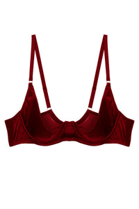 Etta Red Satin Quarter Cup Bra