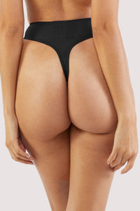 Etta Black Mesh And Satin High Waist Thong