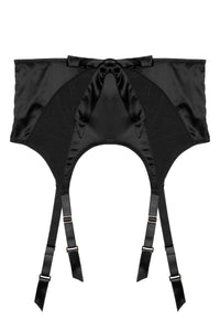 Etta Black Mesh And Satin Suspender Belt
