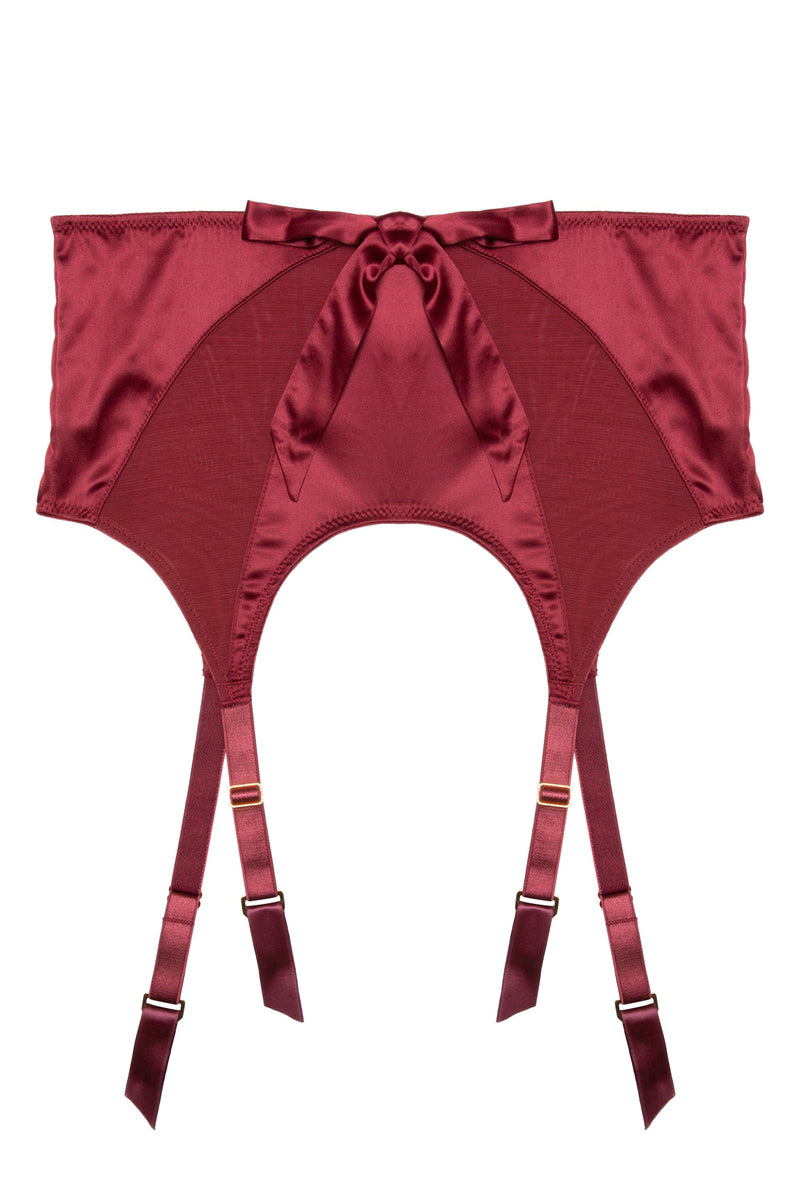 Etta Red Mesh And Satin Suspender Belt