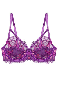 Walpole Purple Embroidered Strappy Balconette Bra