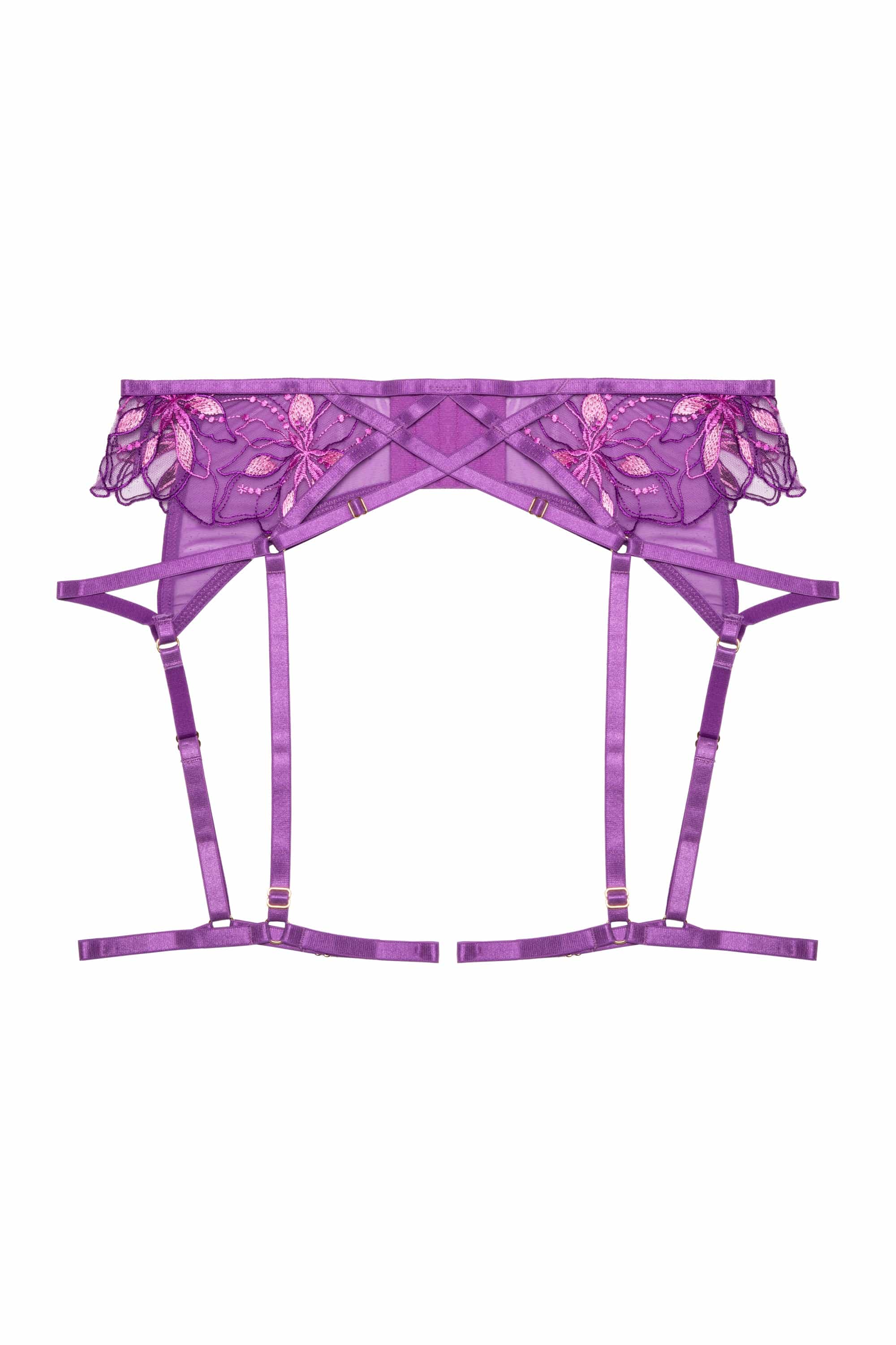 Walpole Purple Embroidered Strappy Suspender Belt