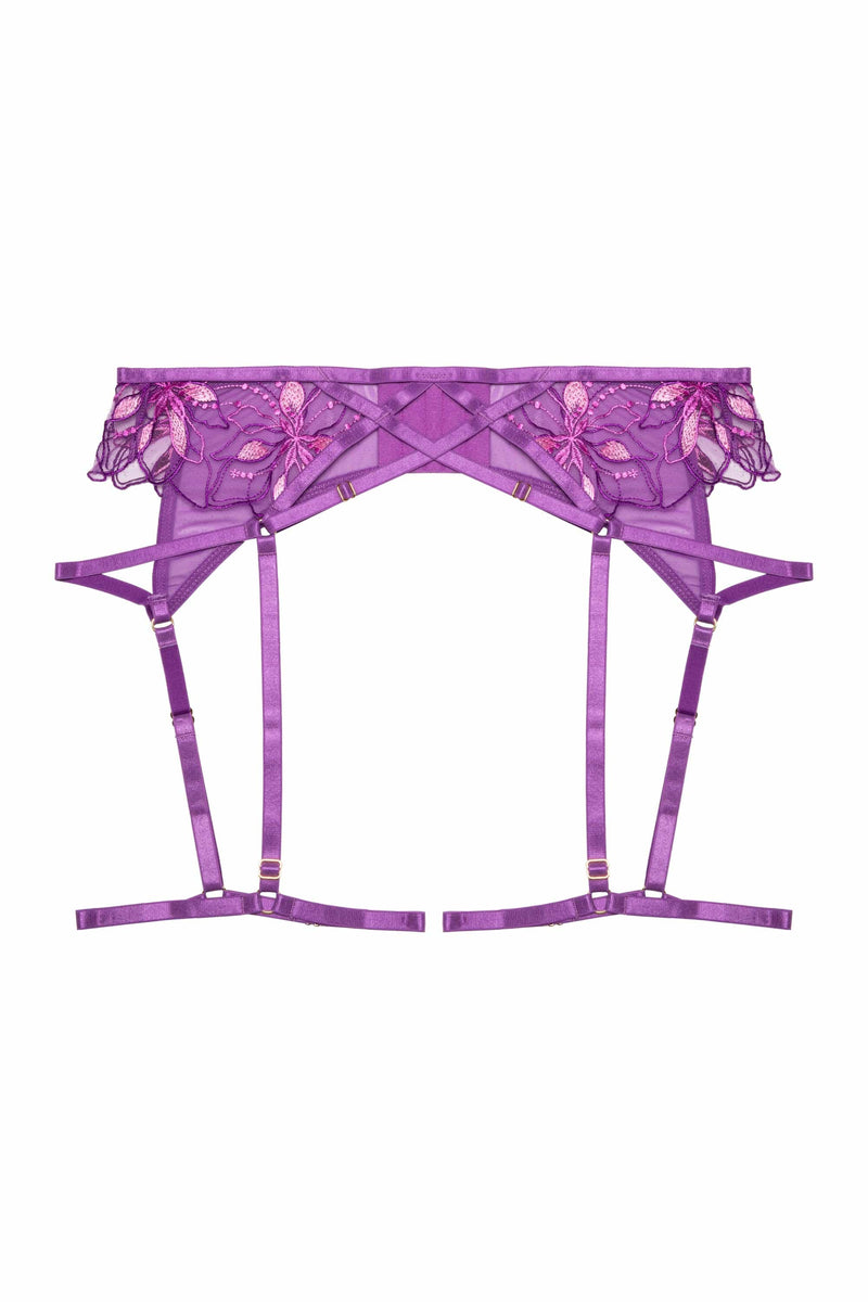 Walpole Purple Embroidered Strappy Suspender Belt