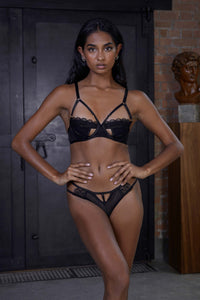 Daisy Black Embroidery Cut Out Brief