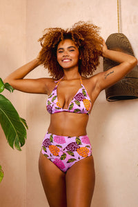 Riley Mix & Match Pink Palm Print High Waisted Bikini Bottom