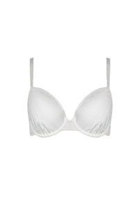 White floral texture underwire foam cup plunge bikini top with shoulder straps