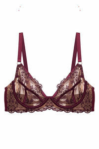 Cassia Wine Custom Embroidery Bra