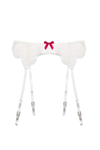 Camille White Broderie Suspender Belt