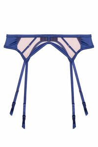 Cobalt blue suspender belt with straps