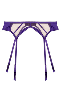 Ramona Purple Strap Detail Illusion Mesh Suspender