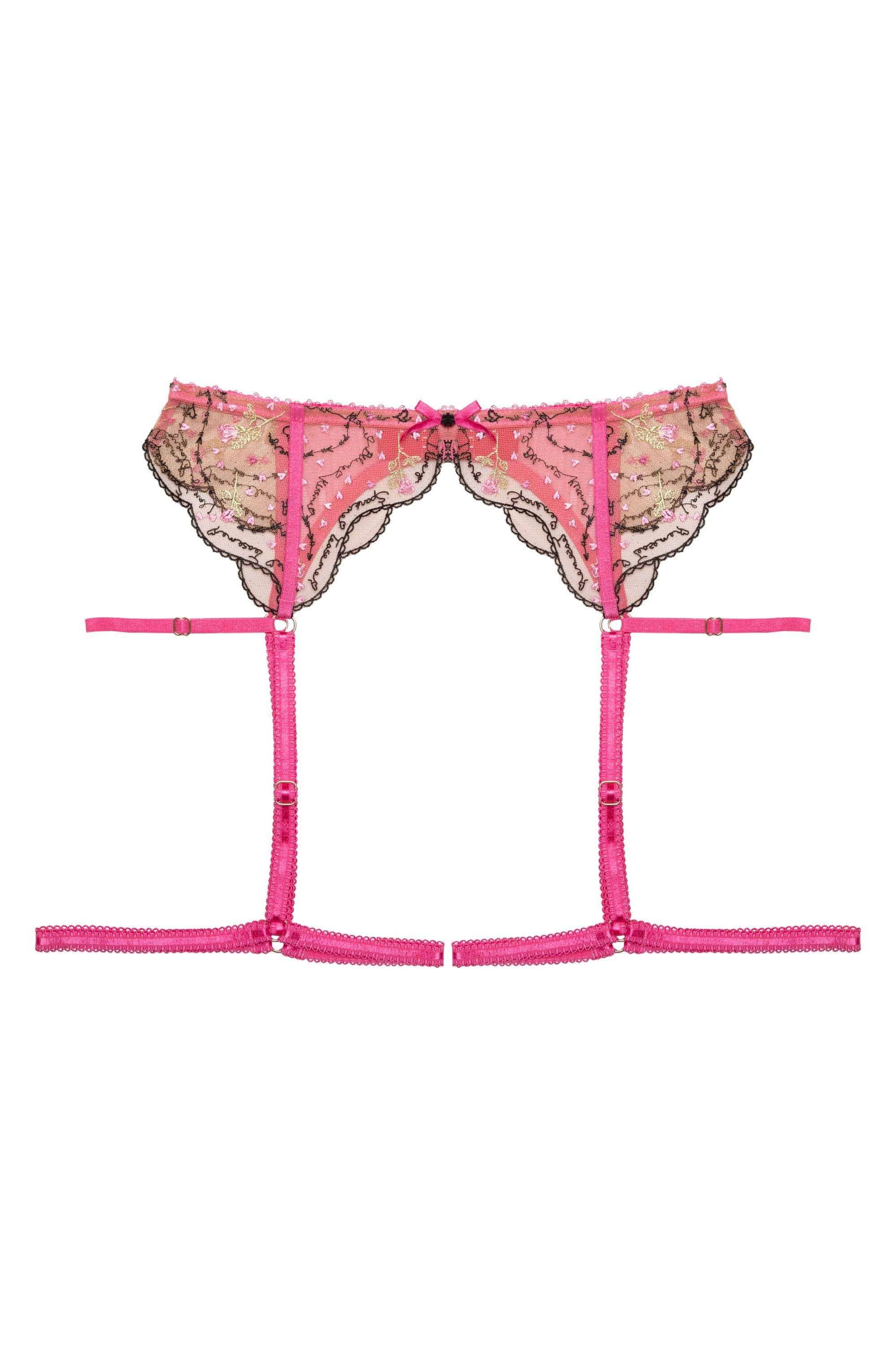 Spank Me Pink and Nude Custom Embroidery Suspender Belt