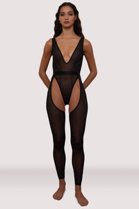 Gigi Black Mesh Festival Catsuit