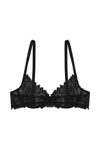 Eva Black Graphic Embroidery Balconette Bra