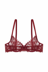 Eva Dark Cherry Graphic Embroidery Balconette Bra