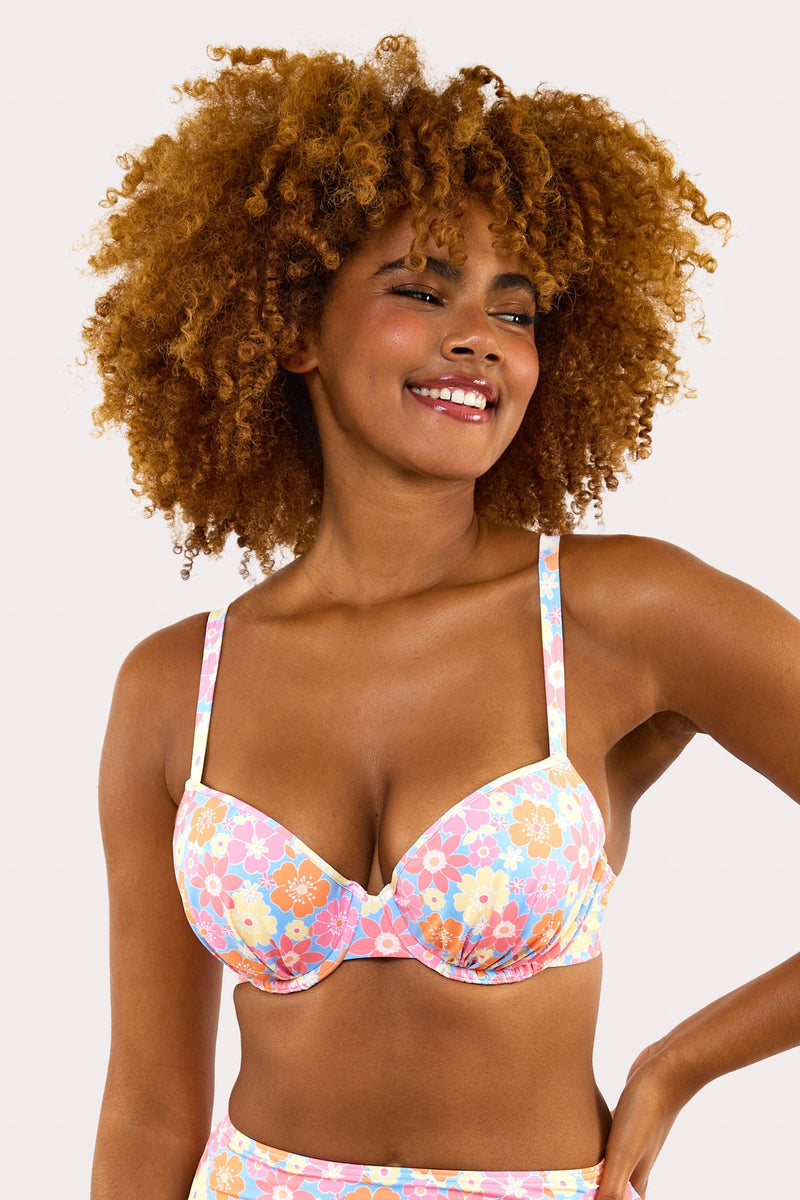 Floral Plunge Bikini Top Fuller Bust Exclusive