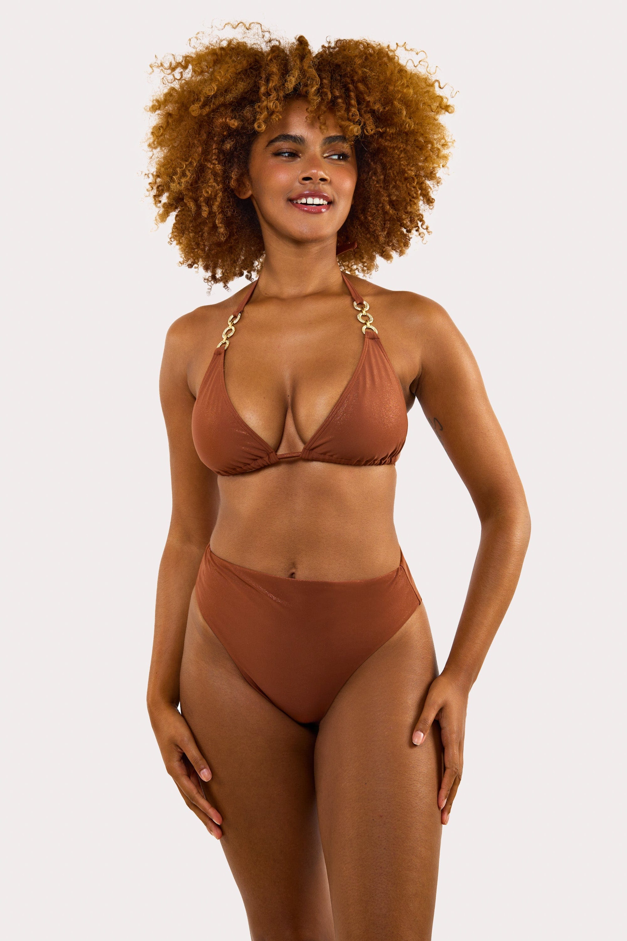 Morgan Bronze Glitter Mix & Match Fuller Bust Triangle Bikini Top