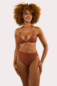 Morgan Bronze Glitter Mix & Match Fuller Bust Triangle Bikini Top