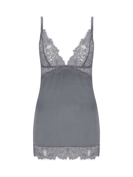 Isabella Grey Lace Slip Dress