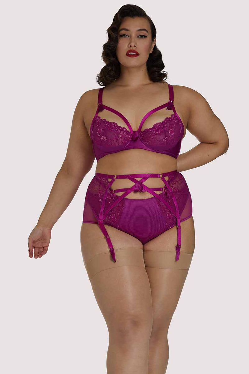 Madame X Magenta Curve Suspender Belt