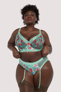 Sabey Mint Floral Longline Curve Bra