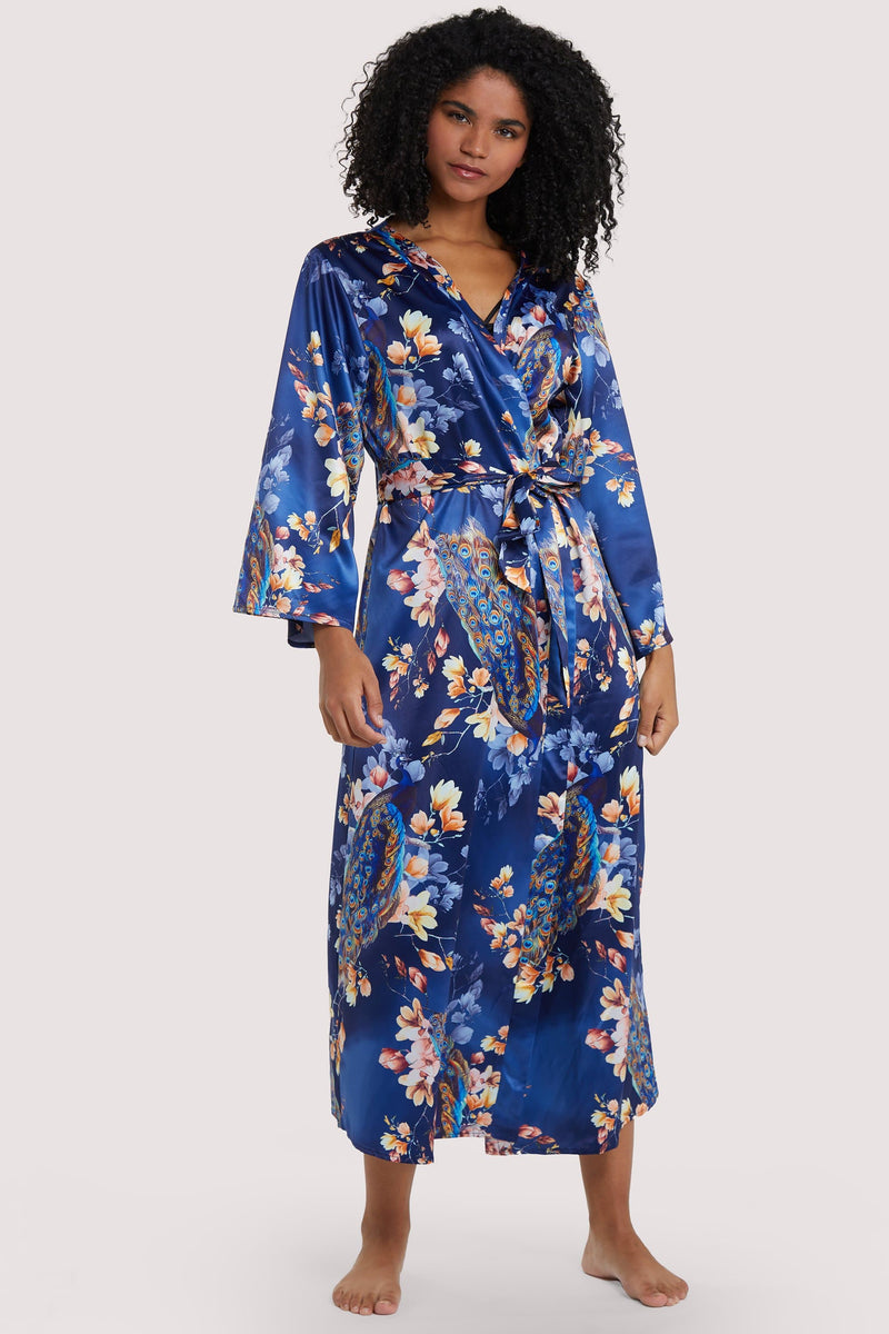 FFFB Peacock Print Satin Robe