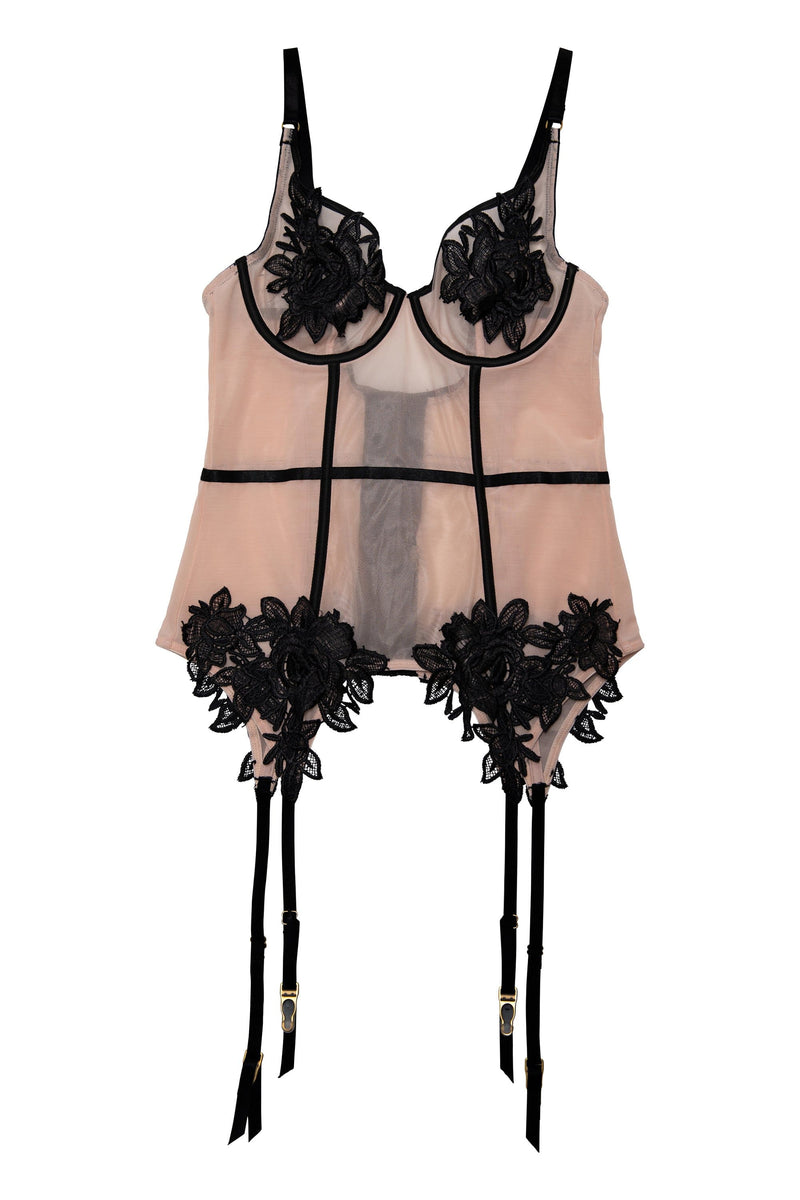 Brooke Black Applique Basque