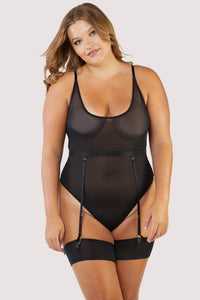 Dolly Black Mesh Extreme High Leg Body