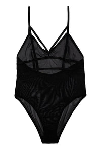 Hustler Arielle Mesh Body with Strap Detail Black