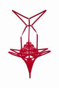 Hustler Cherry Red Lace and Strap Harness Brief
