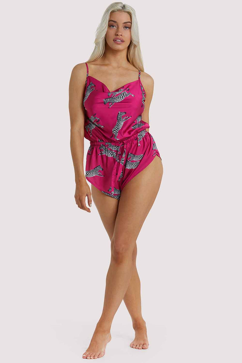 Hot Pink Zebra Playsuit