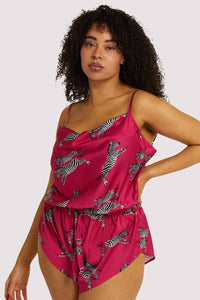 Hot Pink Zebra Playsuit