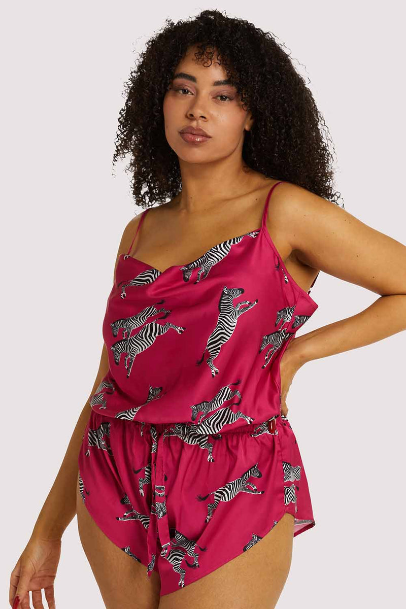 Hot Pink Zebra Playsuit