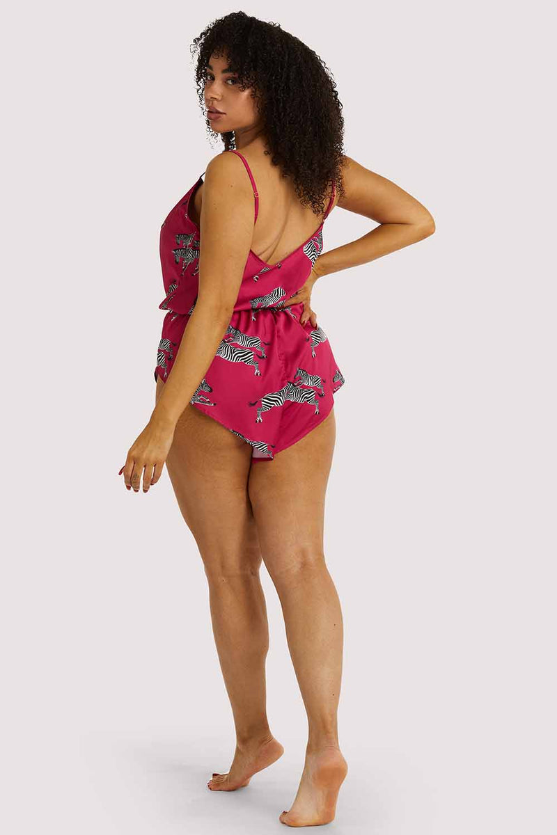 Hot Pink Zebra Playsuit