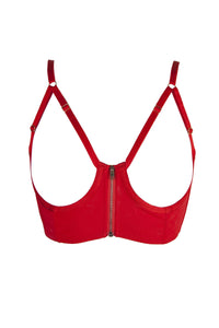 Peek & Beau Meret Red Zip Longline Bra