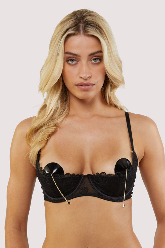 Marlowe Black Floral Embroidered Quarter