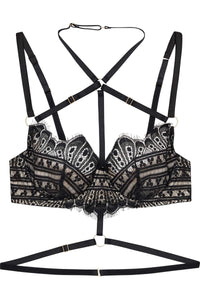 Sky Pearl Quarter Cup Lace Harness Curve Bra