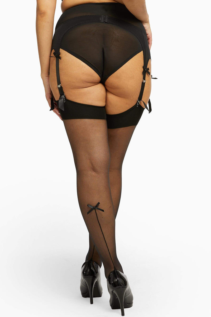 Bow Back Seamed Stockings Black
