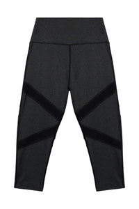 Grey Marl Mesh Panel Crop Leggings