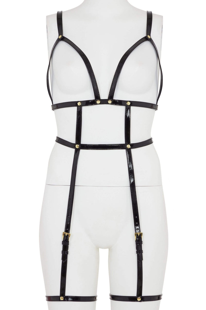Open Harness Bra With Leg Cuffs Red