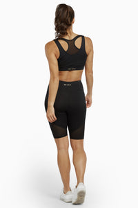 Black Cycling Shorts with Mesh Panel