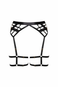 Chantal Black Open Elastic Suspender with Leg Harness