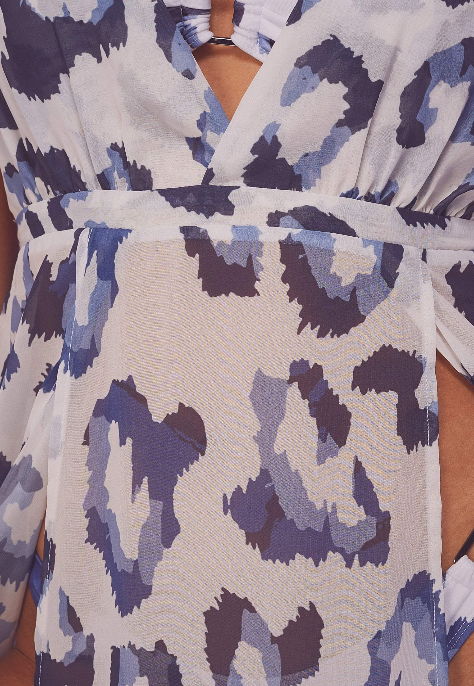 Wolf & Whistle Blue Leopard Beach Dress