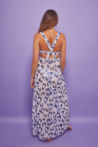 Wolf & Whistle Blue Leopard Beach Dress