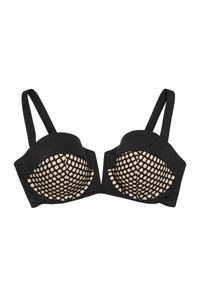 Cyra Fishnet Panel Underwired Bikini Top Curve
