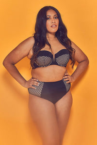 Cyra Fishnet Panel Underwired Bikini Top Curve